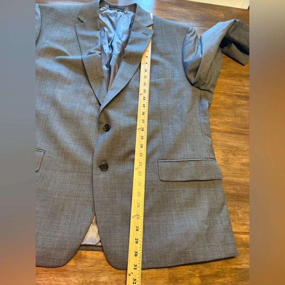 Lauren Ralph Lauren Mens Grey Two Button Wool Suit Jacket Blazer SZ 48R Preppy